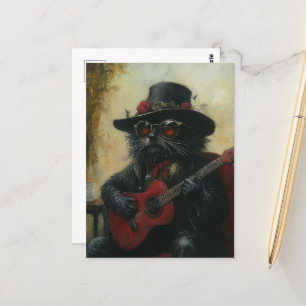 Carte Postale Une adorable musique Black Kitty