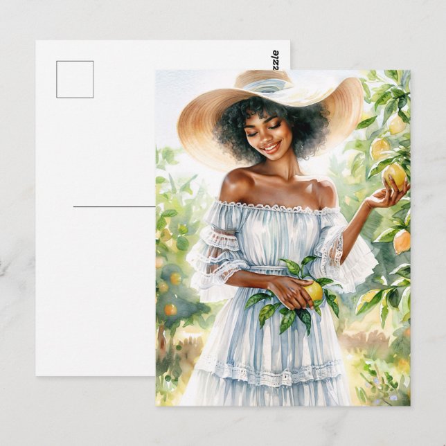Carte Postale Une Africaine Américaine Souriant à Lemon Grove (Devant / Derrière)