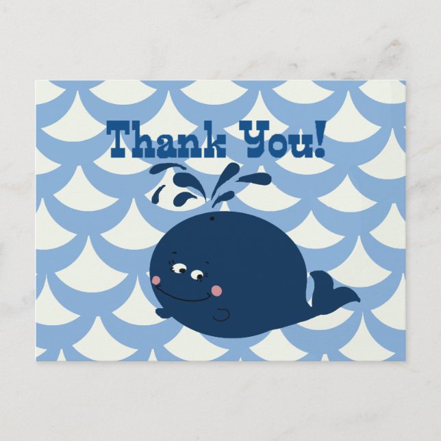 Carte Postale Une Baleine D'Un Merci Bleu Nautique - (Devant)