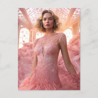 Carte Postale Une belle blonde en rose