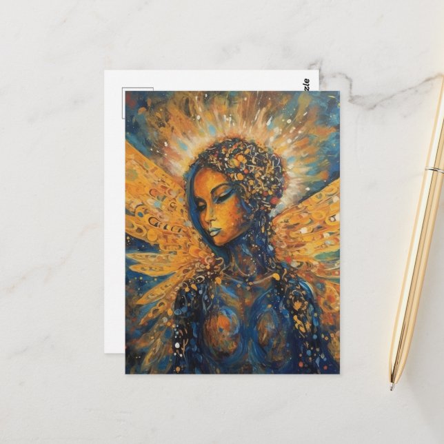 Carte Postale Une belle femme ange (Devant/Arrière en situation)