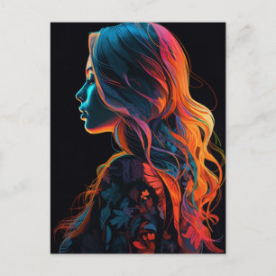 Carte Postale Une belle femme en chemise fleurie