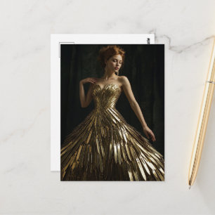 Carte Postale Une belle femme en robe faite de couteaux