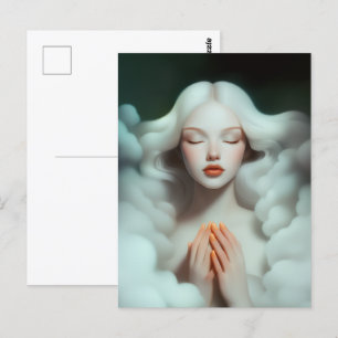 Carte Postale Une Belle Femme Méditant Dans Les Nuages