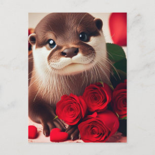 Carte Postale Une belle loutre de la Saint-Valentin
