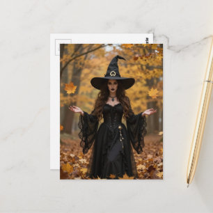 Carte Postale Une Belle Sorcière en Automne
