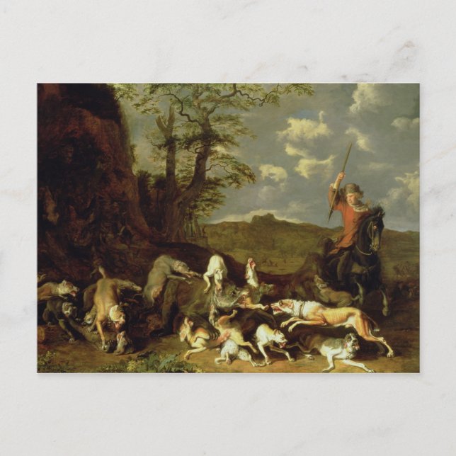 Carte Postale Une chasse aux ours, 1655 (Devant)