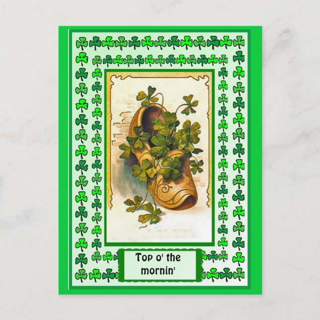 Carte Postale Une chaussure pleine de shamrocks (Devant)