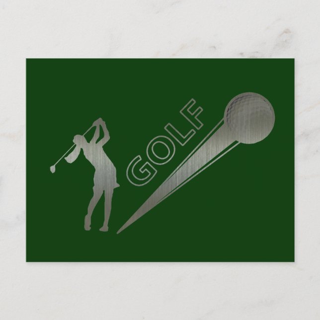 Carte Postale Une dame de golf en métal frappant balle de golf (Devant)