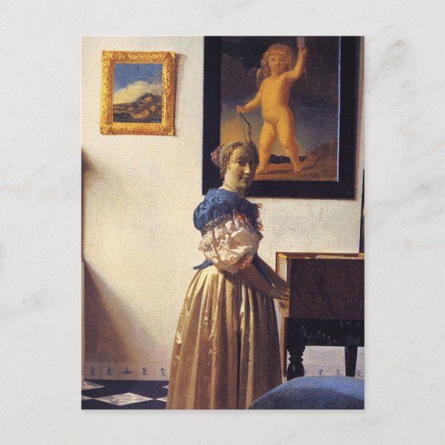 Carte Postale Une dame debout à la Virginal (Devant)