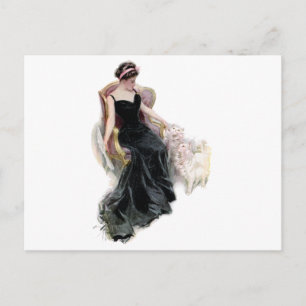 Carte Postale Une dame et ses chats