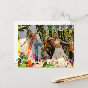 Carte Postale Une dame qui a choisi le collage surréaliste de l'