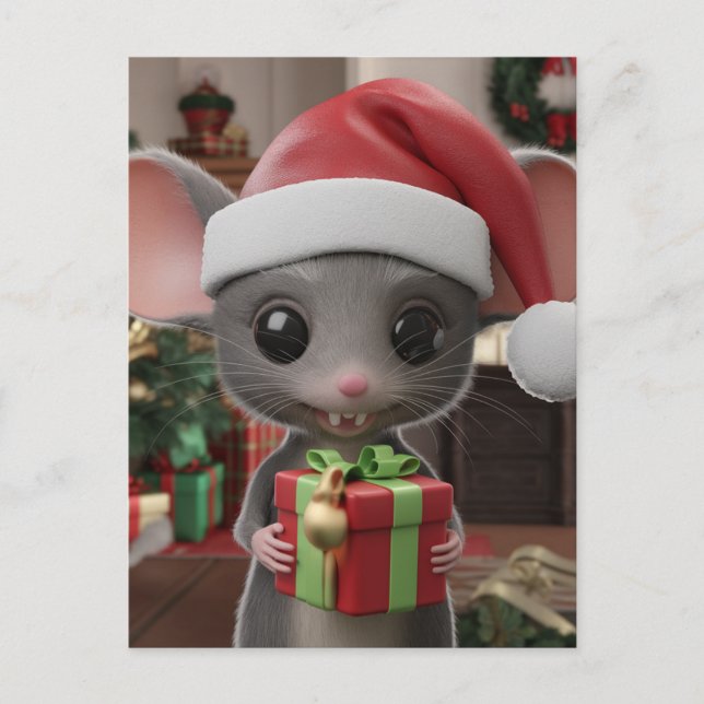 Carte Postale Une drôle de souris de Noël (Devant)