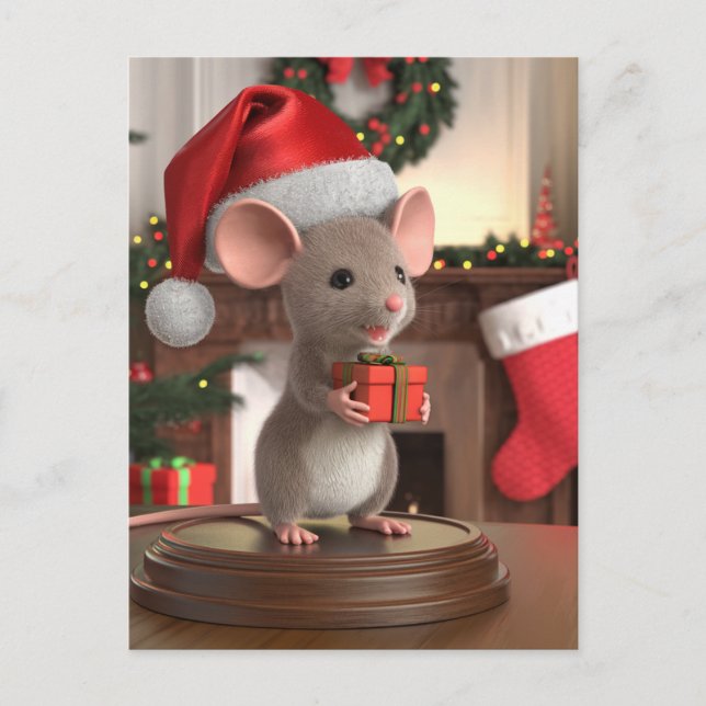 Carte Postale Une drôle Petite Souris De Noël (Devant)