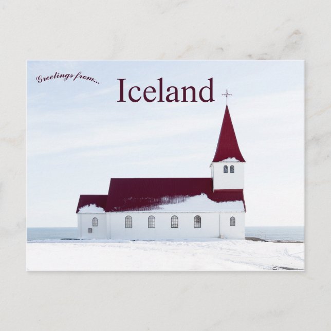 Carte Postale Une église rurale à Vic Islande (Devant)