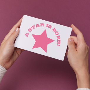 Carte Postale Une étoile est née - Citation amusante rose Star