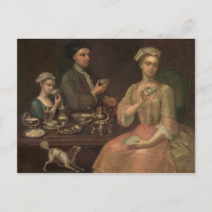 Carte Postale Une famille de trois à Tea, vers 1727