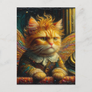 Carte Postale Une fée chat roux agacée