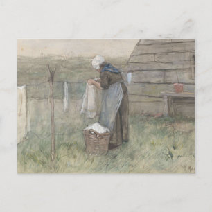 Carte Postale Une femme à la ligne de vêtements par Anton Mauve