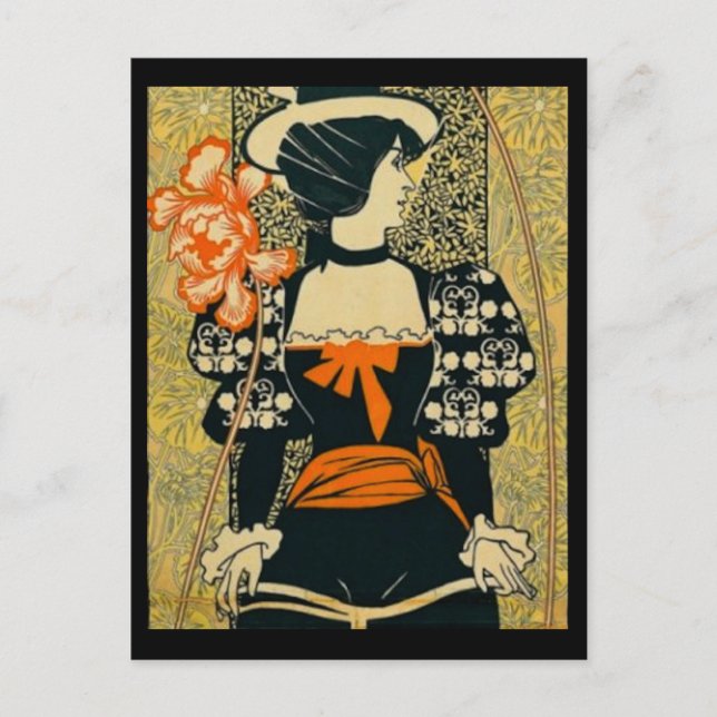 Carte Postale Une Femme À Vélo (Devant)