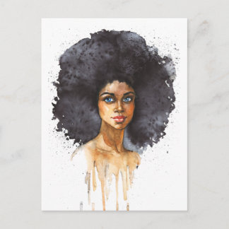 Carte Postale Une femme africaine. Portrait de mode, aquarelle