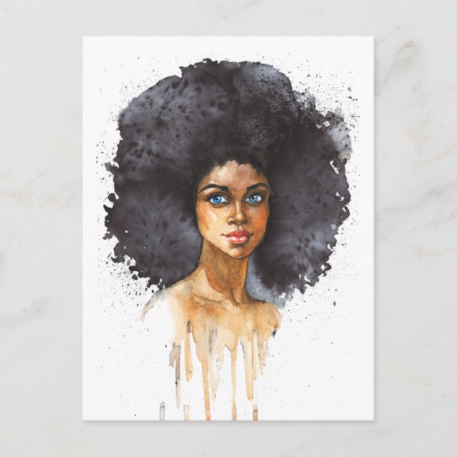 Carte Postale Une femme africaine. Portrait de mode, aquarelle (Devant)
