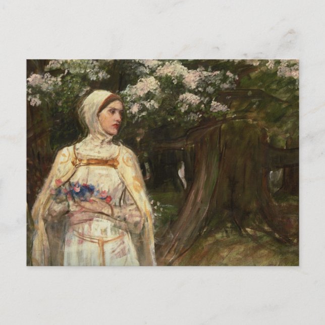 Carte Postale Une femme avec des fleurs Peinture à l'huile (Devant)