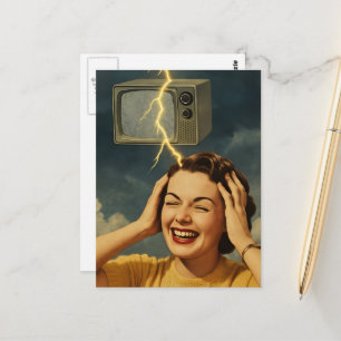 Carte Postale Une femme avec une pensée électrisante surréaliste