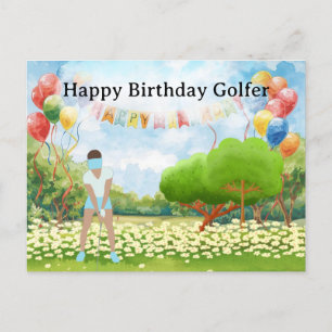 Carte Postale Une femme de golf joue au golf Birthday golfer Car