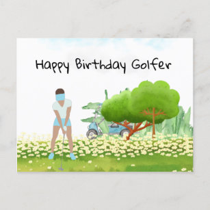 Carte Postale Une femme de golf joue au golf Birthday golfer Car