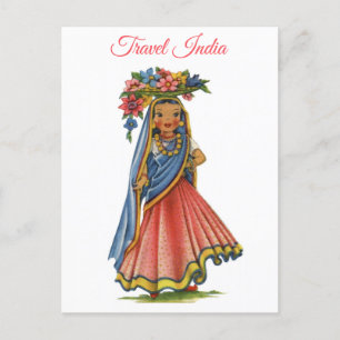 Carte Postale Une femme de l'Inde vintage en voyage à Sari