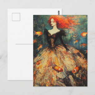 Carte Postale Une femme en taille de poisson habillée avec du po
