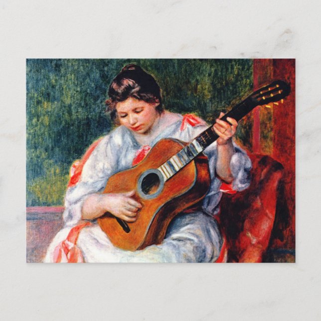 Carte Postale Une femme jouant à la guitare par Pierre Renoir (Devant)