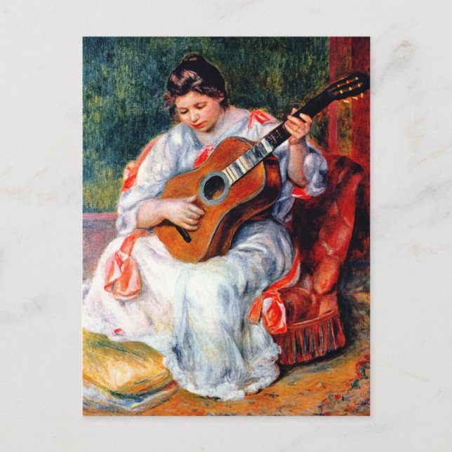 Carte Postale Une femme jouant à la guitare par Pierre Renoir (Devant)