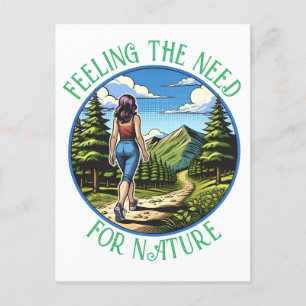 Carte Postale Une femme Randonnée un procès pour la nature