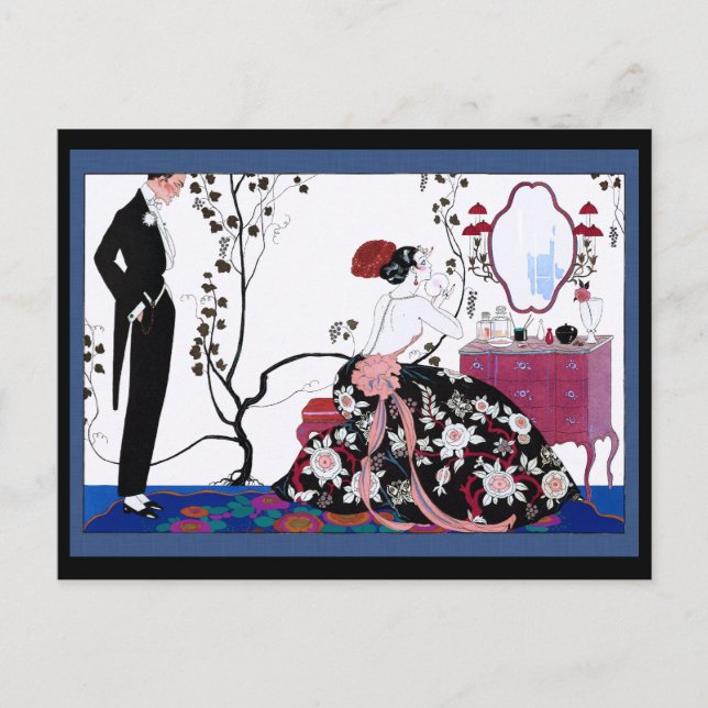 Carte Postale Une femme se prépare pour une fête (Devant)