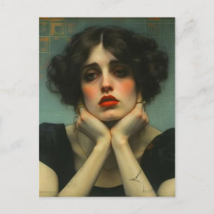 Carte Postale Une femme triste Vintage