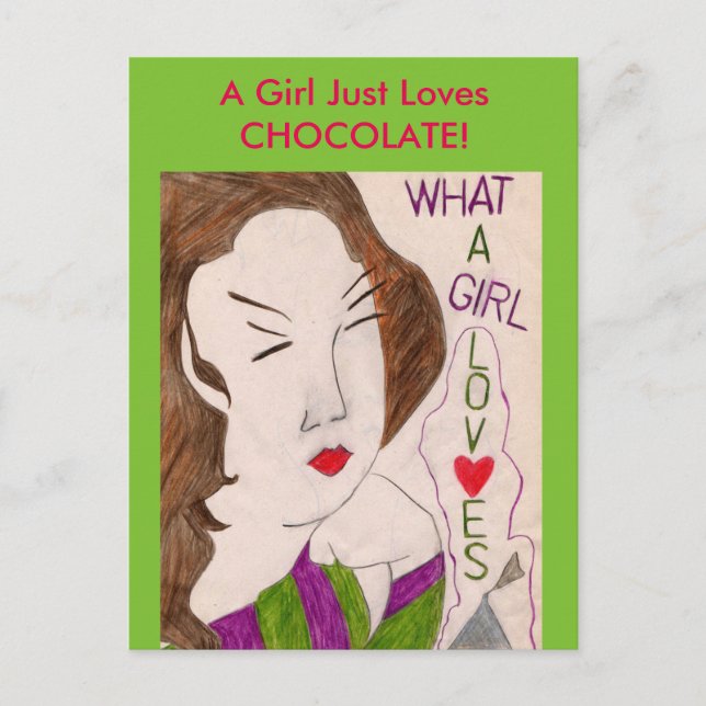 Carte Postale Une Fille Aime Le Chocolat ! (Devant)