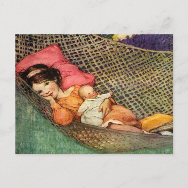 Carte Postale Une fille dans un hamac par Jesse Willcox Smith (Devant)