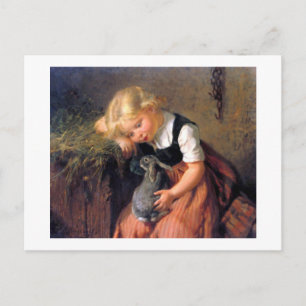 Carte Postale Une fille et son lapin