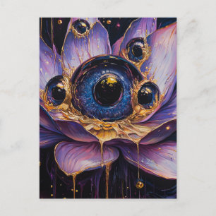 Carte Postale Une Fleur Surréelle Violette Aux Yeux Bleus
