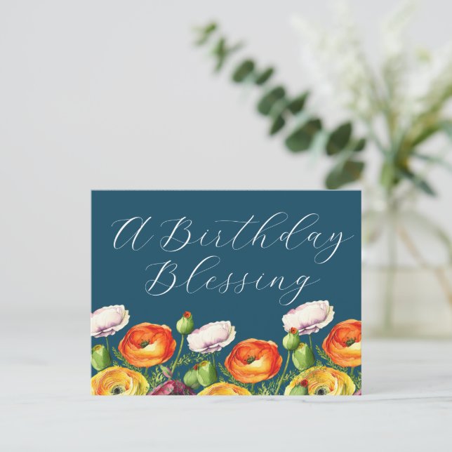 Carte Postale Une florale d'anniversaire (Debout devant)