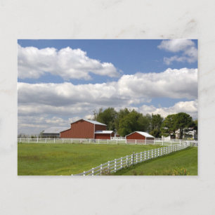 Carte Postale Une grange rouge et une ferme à Pamona, Kansas.