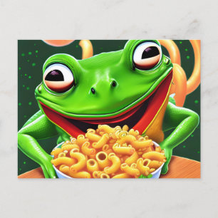 Carte Postale Une grenouille drôle aux nouilles de macaroni