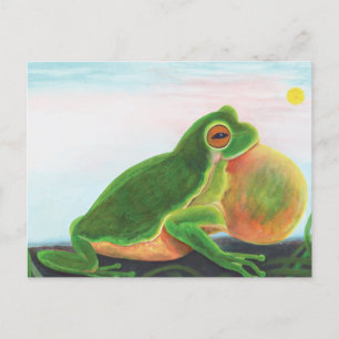 Carte Postale Une grenouille mâle chante une chanson pour attire