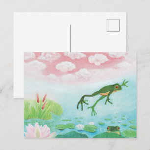 Carte Postale Une Grenouille S'Enfonce Dans L'Étang Illustration