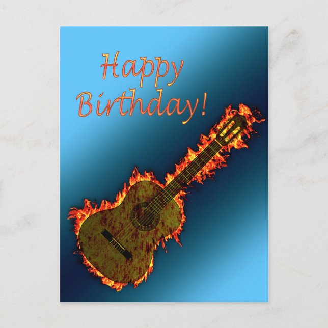 Carte Postale Une guitare si chaude que vous pouvez voir les fla (Devant)