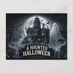 Carte Postale Une illustration gothique vintage d'Halloween hant