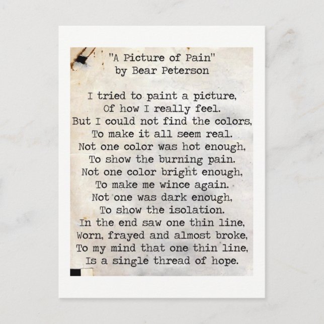 Carte Postale Une image de la douleur (Devant)