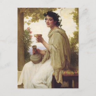Carte Postale Une jeune femme boit du vin